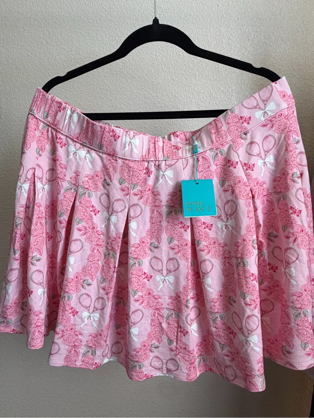 Posh Peanut Pink Floral & Tennis Print Skater Skirt